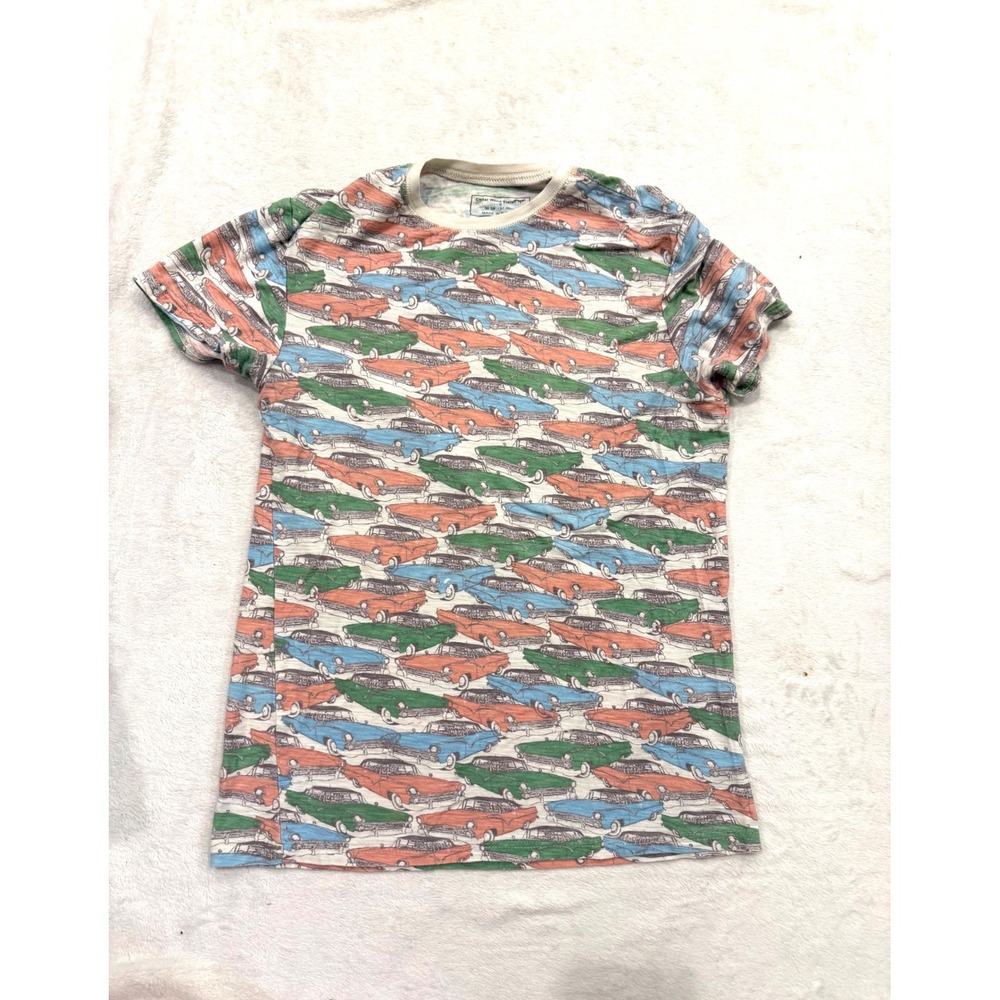 Cedar Wood State Mens Vintage‎ Classic Car Print T-Shirt Multi Color Retro Small